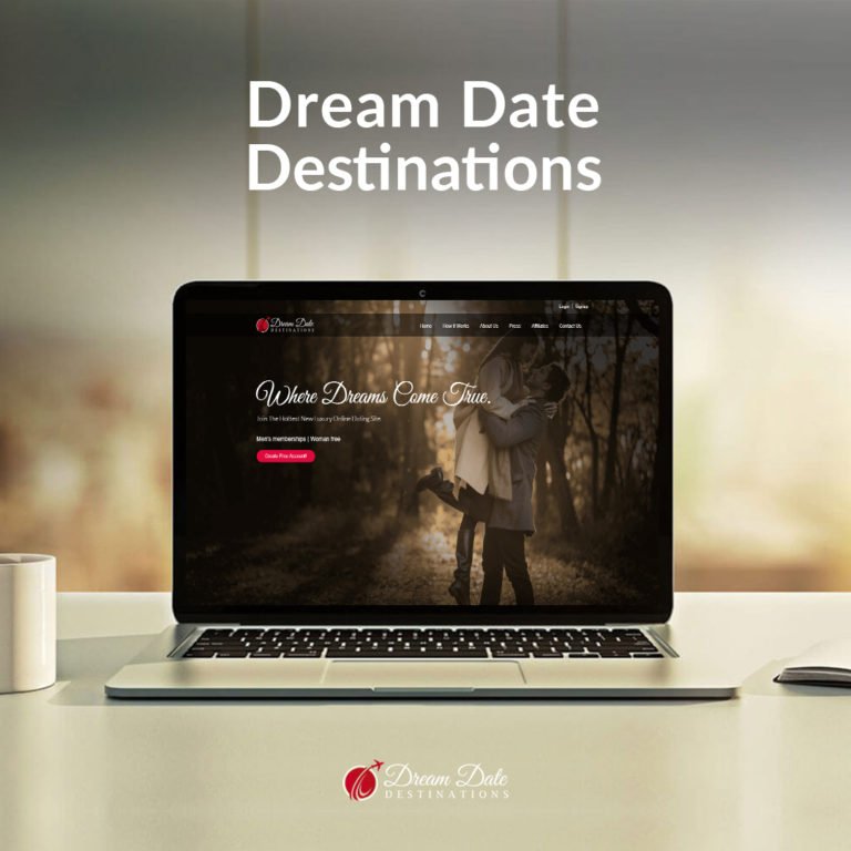 Dream Date Destination Home page on laptop screen