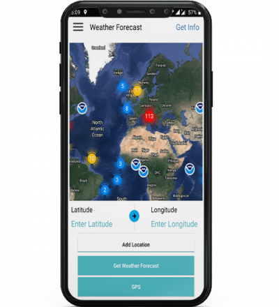 Marine Forecast App weather Forecast page on mobile screen