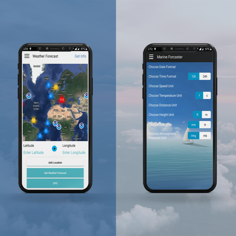 Marine forecast different pages on Mobiles screen