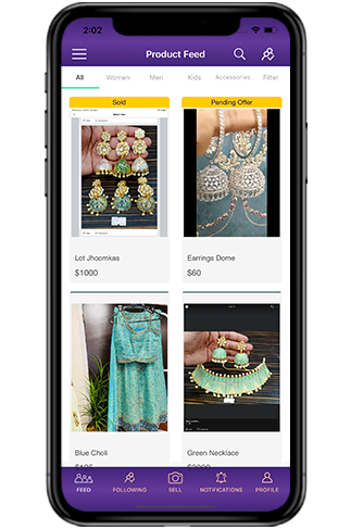 Stylhawk App Product FEED page on Mobile screen