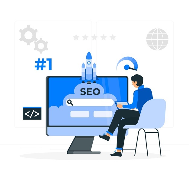 illustration of a man working on a website SEO