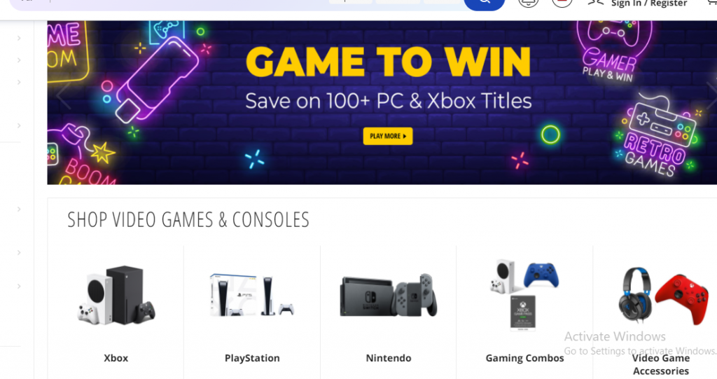 Hompage-Of-a-Gaming-E-Commerce-Store