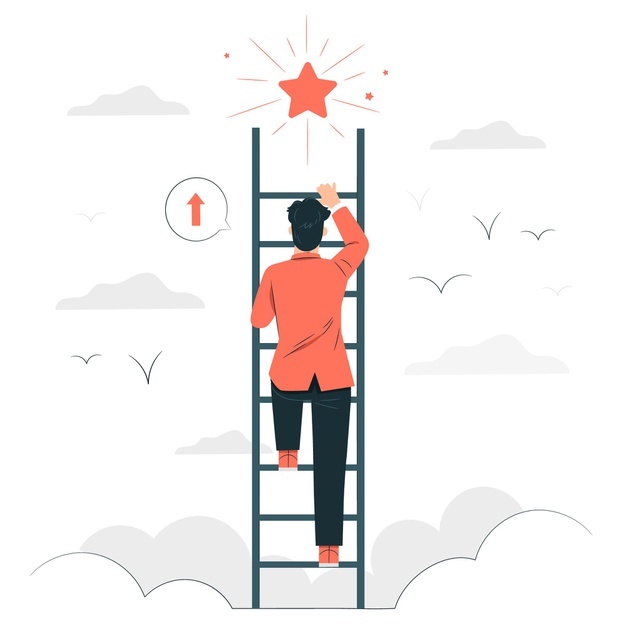Illustration of a person climbing the ladder