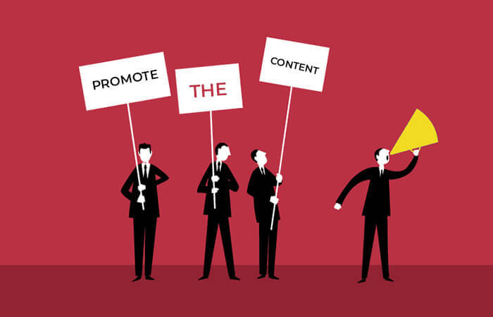 Illustration-of 4-men-with-placards-and-mike-content-marketing-checklist