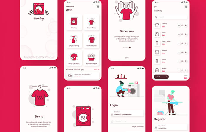 Multiple-screens-of-a-laundry-app-best-mobile-app-ideas